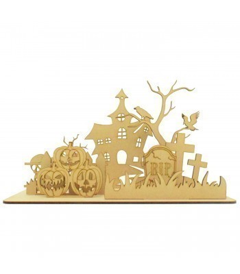 Laser Cut Detailed 3D Halloween Grave Yard Scene on Stand